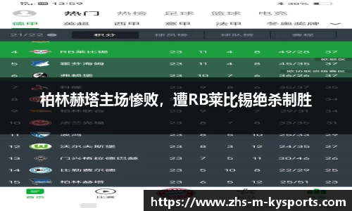 柏林赫塔主场惨败，遭RB莱比锡绝杀制胜